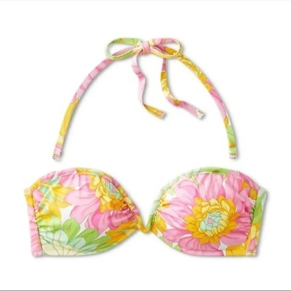Shade & Shore Floral Pink, Green and Orange Bikini- Medium - Picture 5 of 5